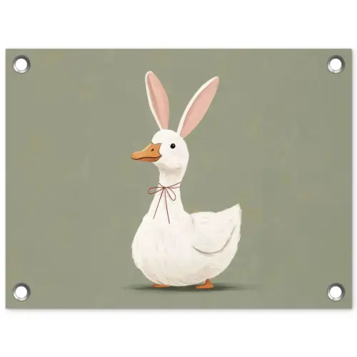 Eend - Konijnoren - Grijs tuinposter los doek klein -3d