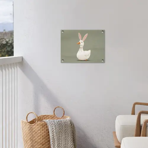 Eend - Konijnoren - Grijs tuinposter los doek klein -sfeer8