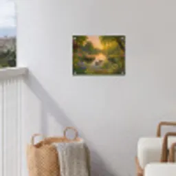 Eenden - Vijver - Bloemen tuinposter los doek klein -sfeer8