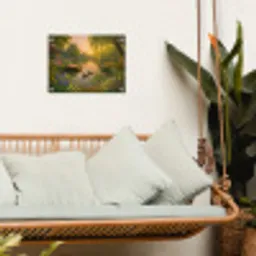 Eenden - Vijver - Bloemen tuinposter los doek klein -sfeer7
