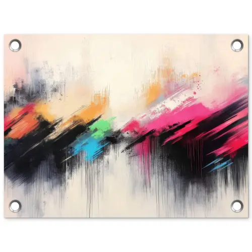 Dynamisch - Abstract - Kleurrijk - Zwart tuinposter los doek klein -3d