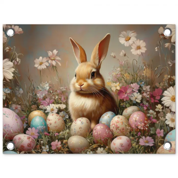 Paashaas - Lente - Paaseieren tuinposter los doek klein -3d
