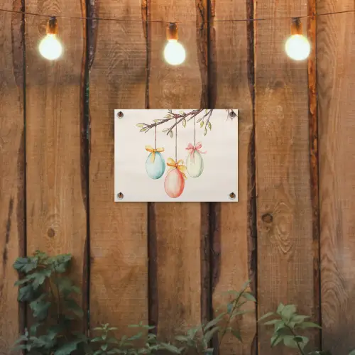 Paastak - Strikje - Eieren tuinposter los doek klein -sfeer1