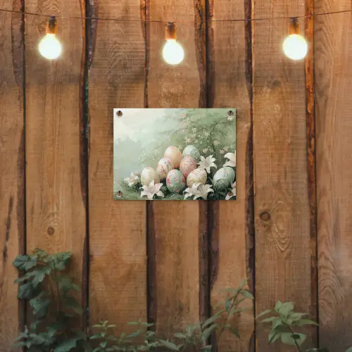 Paaseieren - Pasteltinten - Bloemen tuinposter los doek klein -sfeer1