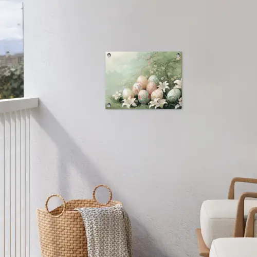 Paaseieren - Pasteltinten - Bloemen tuinposter los doek klein -sfeer8