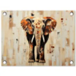 Olifant - Slurf - Mozaïek - Abstract tuinposter los doek klein -3d