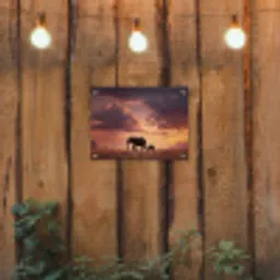 Olifanten - Grasland - Zonsondergang tuinposter los doek klein -sfeer1
