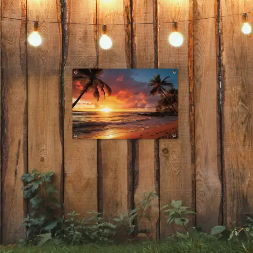 Avondrood aan Zee tuinposter los doek klein -sfeer1