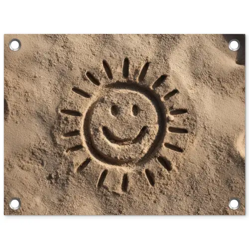 Gezichtje - Zon - Zand - Getekend tuinposter los doek klein -3d