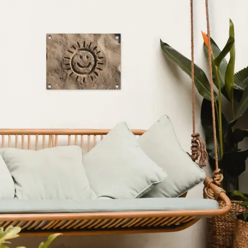Gezichtje - Zon - Zand - Getekend tuinposter los doek klein -sfeer7
