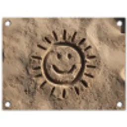 Gezichtje - Zon - Zand - Getekend tuinposter los doek klein -3d