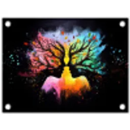 Gezichten - Silhouetten - Kleurrijk - Takken tuinposter los doek klein -3d