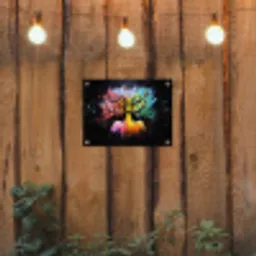 Gezichten - Silhouetten - Kleurrijk - Takken tuinposter los doek klein -sfeer1