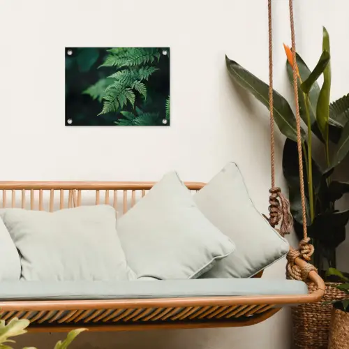 Varenblad - Groen - Structuur - Wazig tuinposter los doek klein -sfeer7