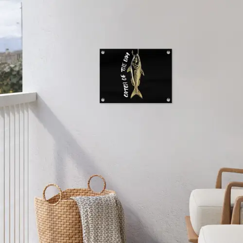 Vis - Zwart - Goud - Tekst tuinposter los doek klein -sfeer8