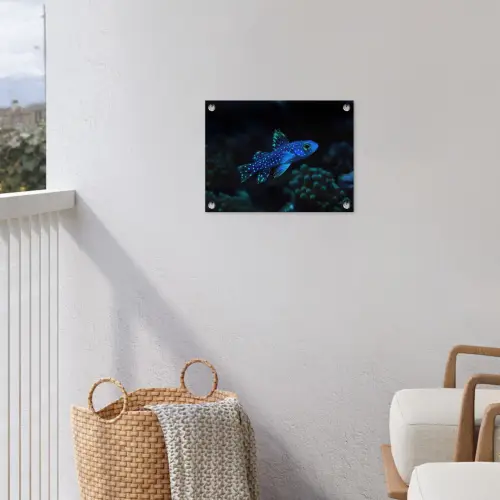 Vis - Stippen - Koraal - Blauw tuinposter los doek klein -sfeer8