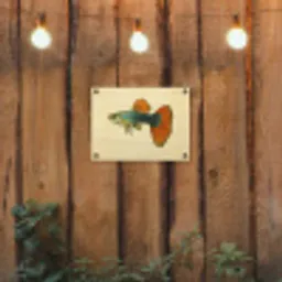 Vis - illustratie - Stippen - Oranje tuinposter los doek klein -sfeer1