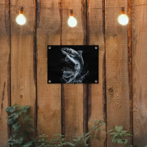 Vis - Koi - Zwart - Water tuinposter los doek klein -sfeer1