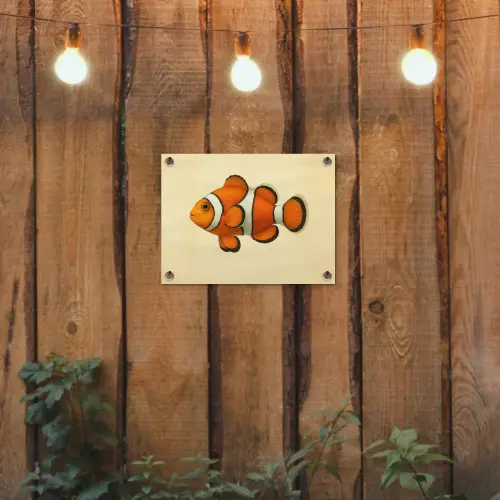 Vis - Oranje - Strepen tuinposter los doek klein -sfeer1