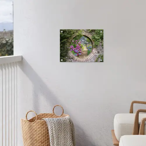 Bloemrijke tuinpoort tuinposter los doek klein -sfeer8