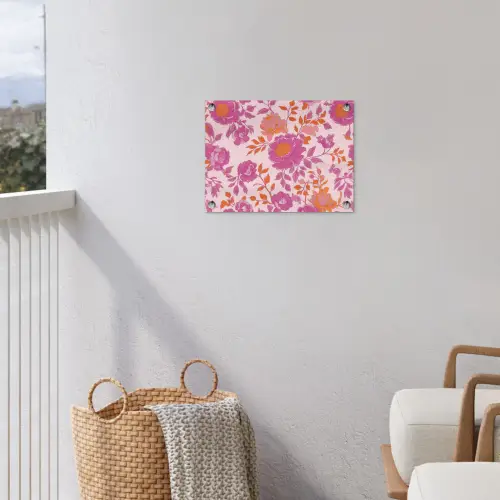 Bloemenpatroon - Roze - Oranje - Bloemen tuinposter los doek klein -sfeer8