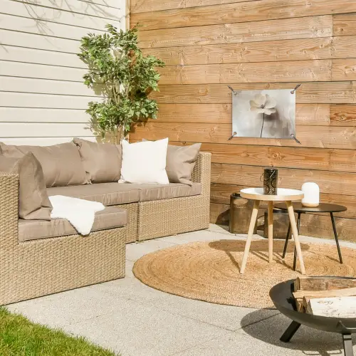 Bloem - Beige - Verf - Schaduw tuinposter los doek klein -sfeer4