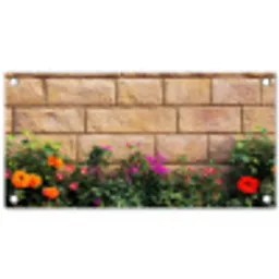 Bloemen - Bakstenen - Kleurrijk tuinposter los doek klein -3d