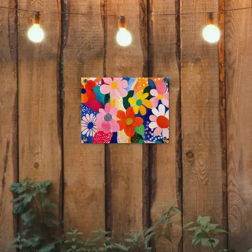Bloemen - Kleurrijk - Stippen tuinposter los doek klein -sfeer1