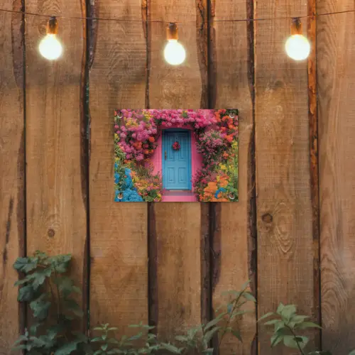 Bloemen - Deur - Roze tuinposter los doek klein -sfeer1