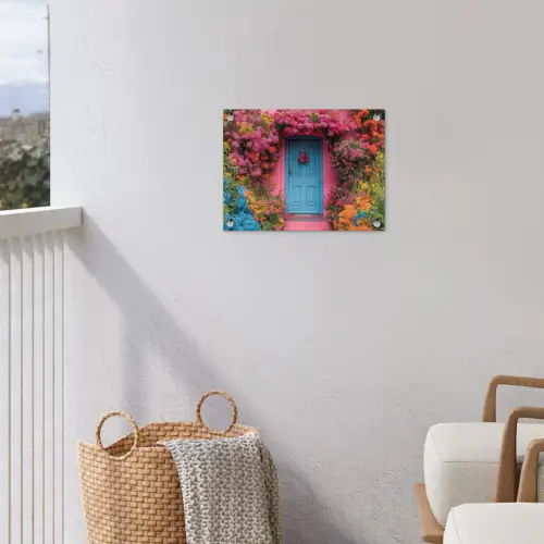 Bloemen - Deur - Roze tuinposter los doek klein -sfeer8