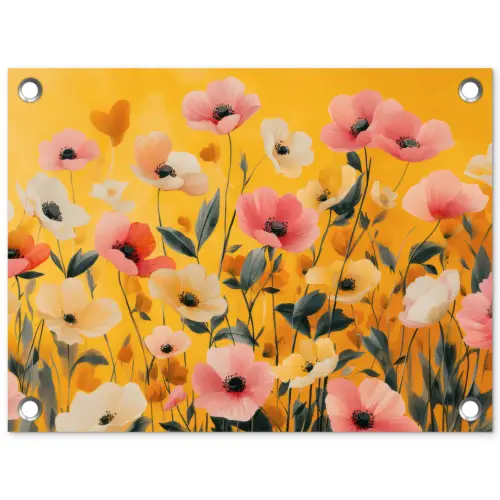 Bloemen - Veld - Geel tuinposter los doek klein -3d