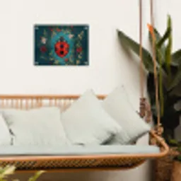Bloemen - Lieveheersbeestje - Hartje - Rood tuinposter los doek klein -sfeer7