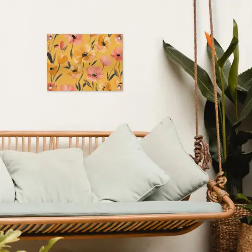 Bloemen - Geschilderd - Geel tuinposter los doek klein -sfeer7