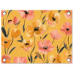 Bloemen - Geschilderd - Geel tuinposter los doek klein -3d