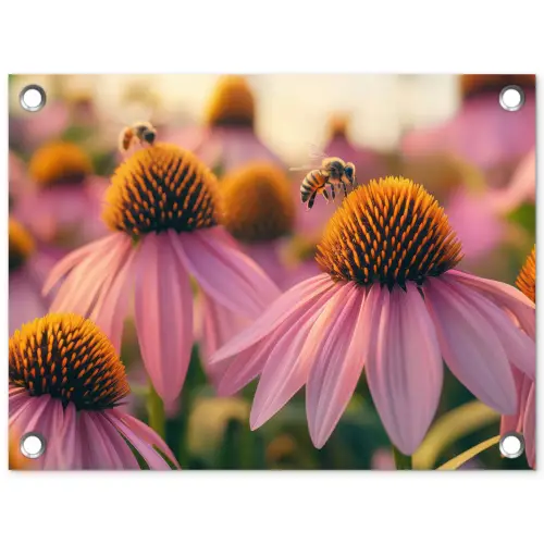 Bloemen - Paars - Bijen tuinposter los doek klein -3d