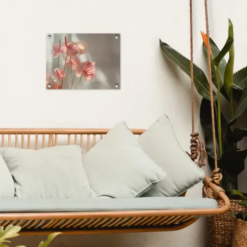 Bloemen - Stelen - Roze - Schaduw tuinposter los doek klein -sfeer7