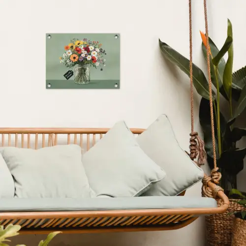 Bloemen - Vaas - Kaartje tuinposter los doek klein -sfeer7