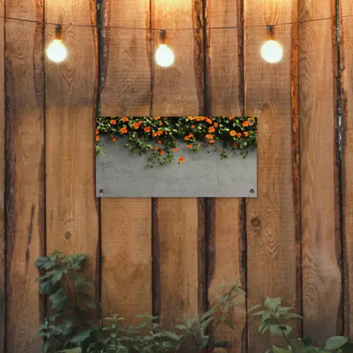 Bloemen - Muur - Oranje tuinposter los doek klein -sfeer1