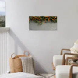 Bloemen - Muur - Oranje tuinposter los doek klein -sfeer8