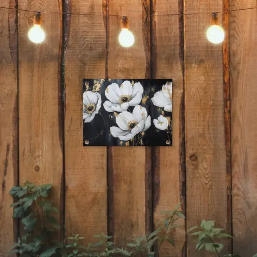 Bloemen - Wit - Abstract tuinposter los doek klein -sfeer1