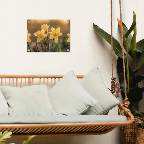 Bloemen - Geel - Wazig tuinposter los doek klein -sfeer7