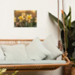 Bloemen - Geel - Wazig tuinposter los doek klein -sfeer7