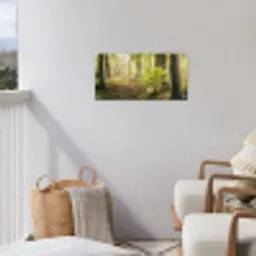 Bospad bij zonsopgang tuinposter los doek klein -sfeer8