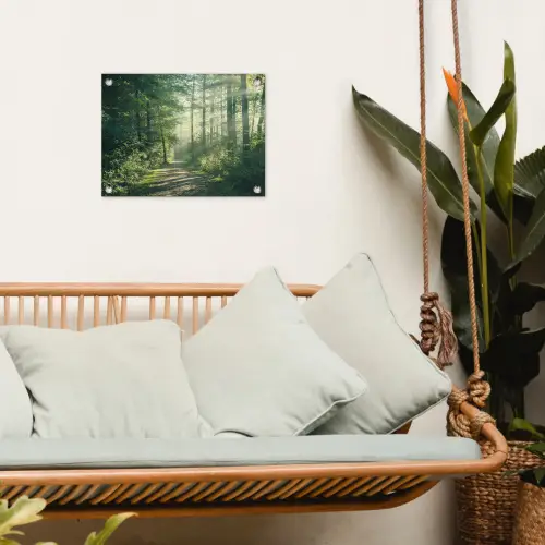 Bos - Pad - Zon - Bomen - Groen - Natuur tuinposter los doek klein -sfeer7