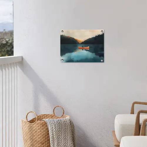 Bossen - Meer - Kano - Oranje tuinposter los doek klein -sfeer8