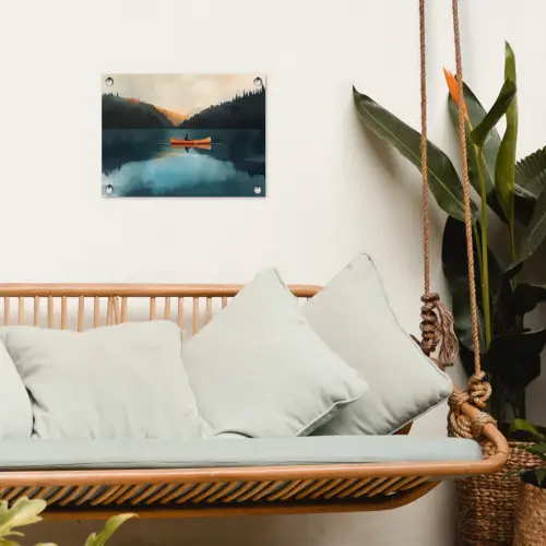 Bossen - Meer - Kano - Oranje tuinposter los doek klein -sfeer7