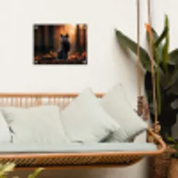 Vos - Zwart - Bos - Herfstbladeren tuinposter los doek klein -sfeer7