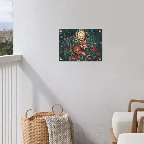 Vos - Mozaïek - Bos - Maan tuinposter los doek klein -sfeer8