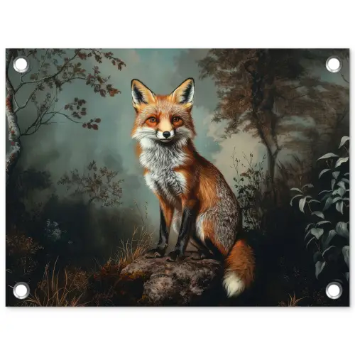 Vos - Rots - Bos - Oranje tuinposter los doek klein -3d