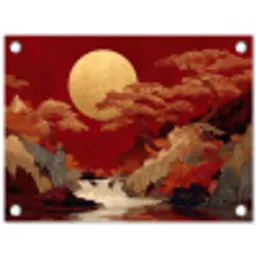 Volle maan - Landschap - Waterval tuinposter los doek klein -3d